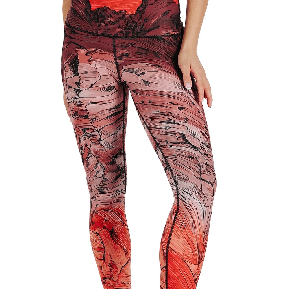 Yoga leggings, size x-small , oranges and grays